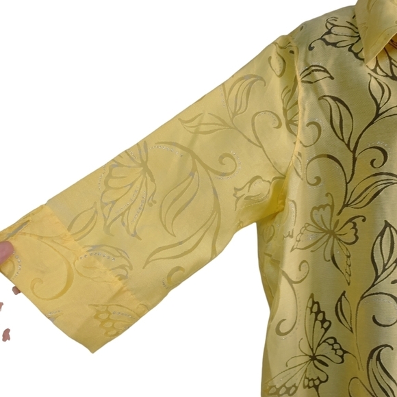 Alfred Dunner Top Shirt Women's Yellow Butterfly Button Up Sz PL NWT - Picture 5 of 12
